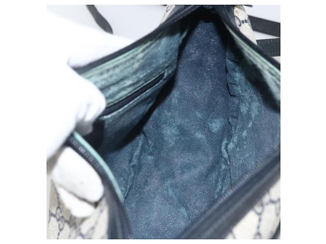 Borsa a Spalla Gucci GG Supreme Sherry Line PVC Blu Navy Oro 89 02 032 Auth ARZ238 D'oro - vista 20