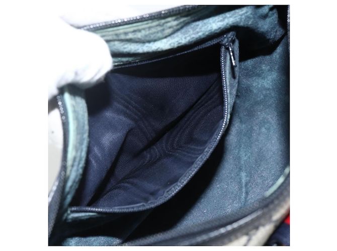 Borsa a Spalla Gucci GG Supreme Sherry Line PVC Blu Navy Oro 89 02 032 Auth ARZ238 D'oro - vista 23