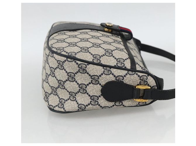 Borsa a Spalla Gucci GG Supreme Sherry Line PVC Blu Navy Oro 89 02 032 Auth ARZ238 D'oro - vista 4