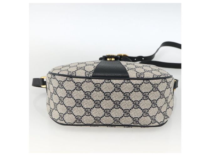 Borsa a Spalla Gucci GG Supreme Sherry Line PVC Blu Navy Oro 89 02 032 Auth ARZ238 D'oro - vista 5