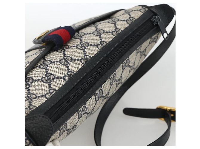 Borsa a Spalla Gucci GG Supreme Sherry Line PVC Blu Navy Oro 89 02 032 Auth ARZ238 D'oro - vista 6
