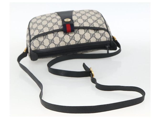 Borsa a Spalla Gucci GG Supreme Sherry Line PVC Blu Navy Oro 89 02 032 Auth ARZ238 D'oro - vista 7