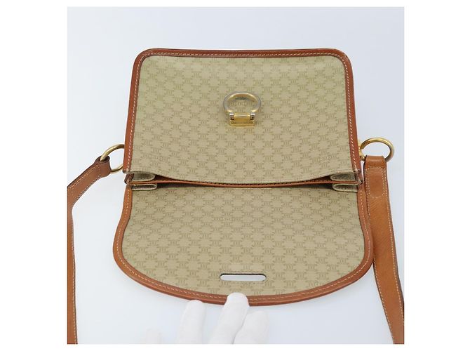 Céline CELINE Macadam Canvas Shoulder Bag PVC Leather Beige Gold Auth gh1779 Golden - view 18