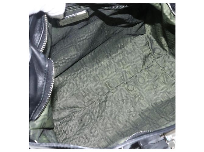 Borsa a mano Gancini in pelle verniciata nera e argento Auth BA11053 di Salvatore Ferragamo - vista 11