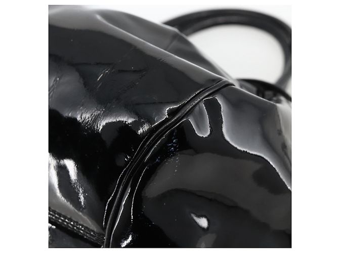 Borsa a mano Gancini in pelle verniciata nera e argento Auth BA11053 di Salvatore Ferragamo - vista 15