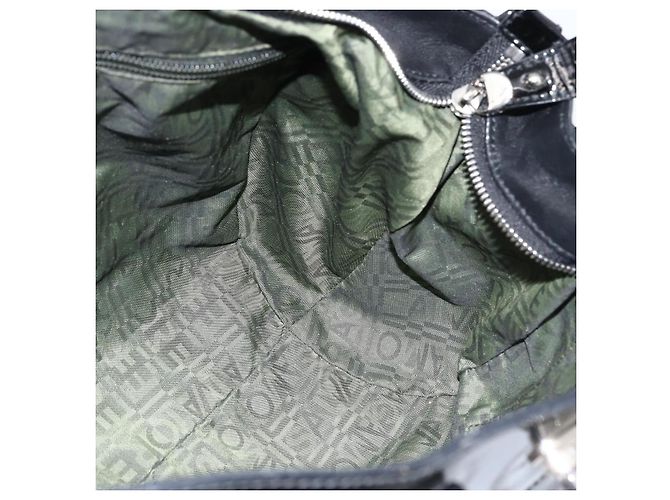 Borsa a mano Gancini in pelle verniciata nera e argento Auth BA11053 di Salvatore Ferragamo - vista 19