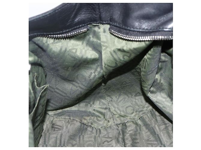 Borsa a mano Gancini in pelle verniciata nera e argento Auth BA11053 di Salvatore Ferragamo - vista 20
