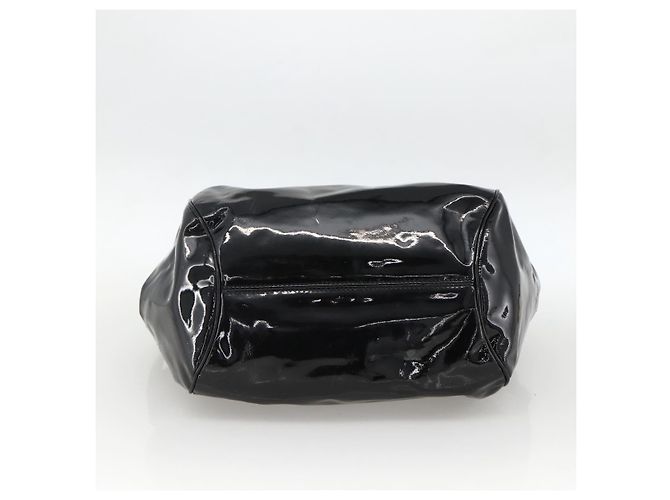 Borsa a mano Gancini in pelle verniciata nera e argento Auth BA11053 di Salvatore Ferragamo - vista 5