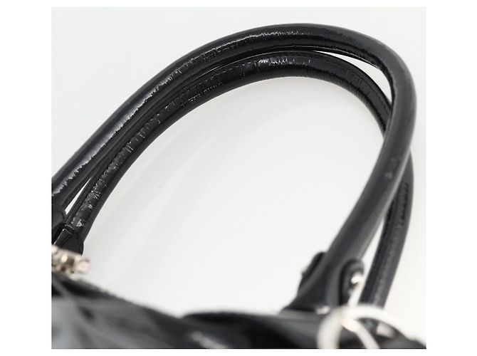 Borsa a mano Gancini in pelle verniciata nera e argento Auth BA11053 di Salvatore Ferragamo - vista 8