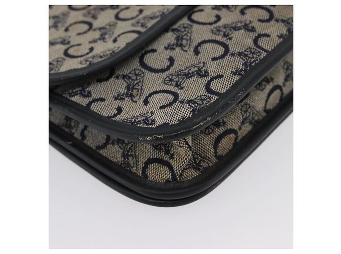 Céline Borsa a Spalla in Tela Macadam C di CELINE, blu navy e oro, autentica 173478 D'oro - vista 15