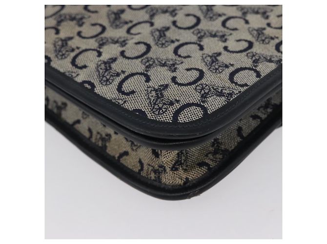 Céline Borsa a Spalla in Tela Macadam C di CELINE, blu navy e oro, autentica 173478 D'oro - vista 17