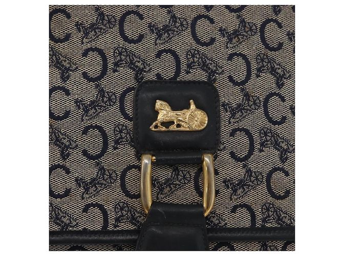 Céline Borsa a Spalla in Tela Macadam C di CELINE, blu navy e oro, autentica 173478 D'oro - vista 18