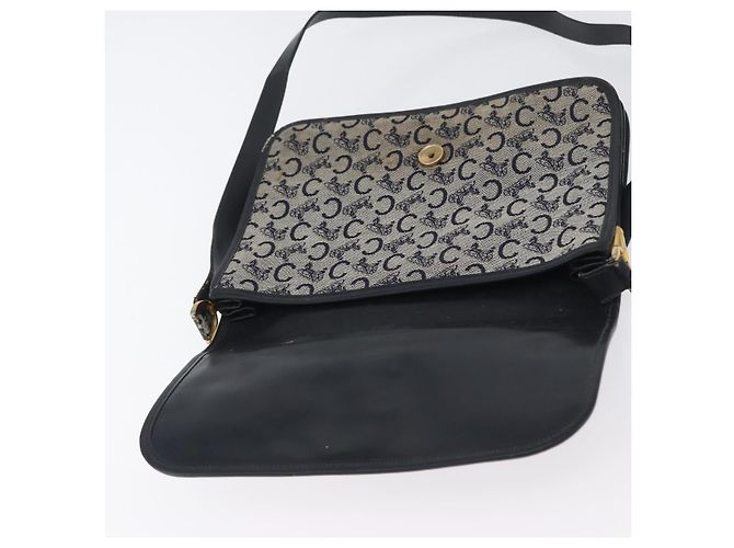Céline Borsa a Spalla in Tela Macadam C di CELINE, blu navy e oro, autentica 173478 D'oro - vista 19