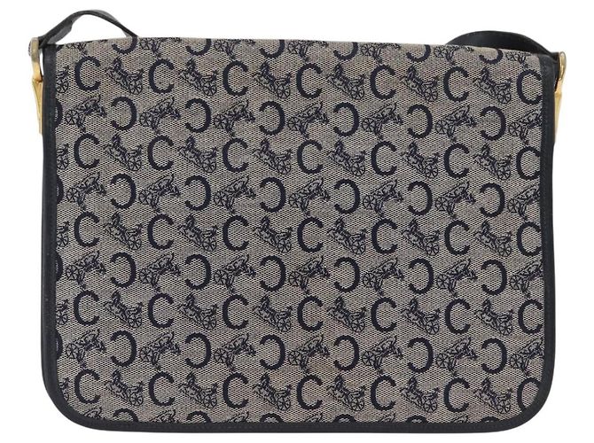 Céline Borsa a Spalla in Tela Macadam C di CELINE, blu navy e oro, autentica 173478 D'oro - vista 2