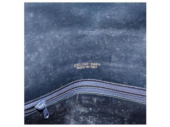 Céline Borsa a Spalla in Tela Macadam C di CELINE, blu navy e oro, autentica 173478 D'oro - vista 20