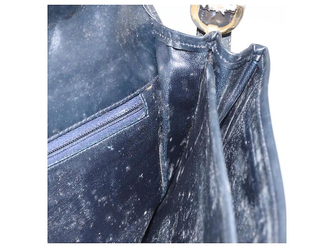 Céline Borsa a Spalla in Tela Macadam C di CELINE, blu navy e oro, autentica 173478 D'oro - vista 21