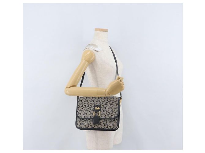 Céline Borsa a Spalla in Tela Macadam C di CELINE, blu navy e oro, autentica 173478 D'oro - vista 24