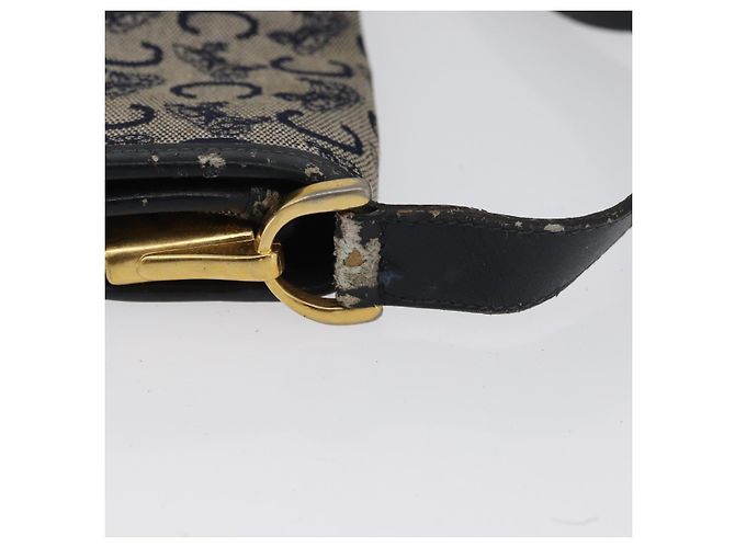 Céline Borsa a Spalla in Tela Macadam C di CELINE, blu navy e oro, autentica 173478 D'oro - vista 4