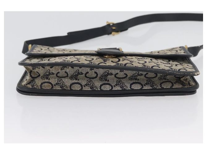 Céline Borsa a Spalla in Tela Macadam C di CELINE, blu navy e oro, autentica 173478 D'oro - vista 6