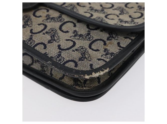 Céline Borsa a Spalla in Tela Macadam C di CELINE, blu navy e oro, autentica 173478 D'oro - vista 9