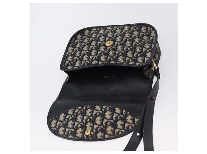 Borsa a Spalla in Tela Trotter Christian Dior Blu Navy Oro Auth fm5214 D'oro - vista 10