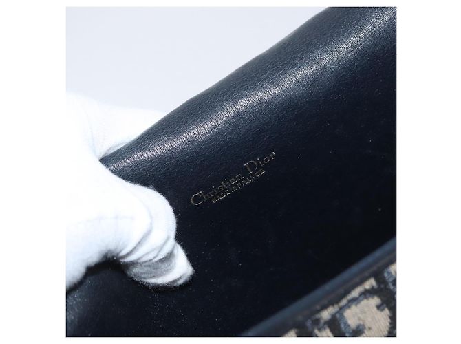 Borsa a Spalla in Tela Trotter Christian Dior Blu Navy Oro Auth fm5214 D'oro - vista 11