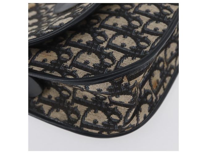 Borsa a Spalla in Tela Trotter Christian Dior Blu Navy Oro Auth fm5214 D'oro - vista 14