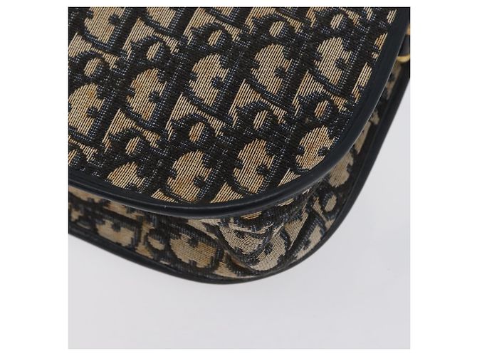 Borsa a Spalla in Tela Trotter Christian Dior Blu Navy Oro Auth fm5214 D'oro - vista 17