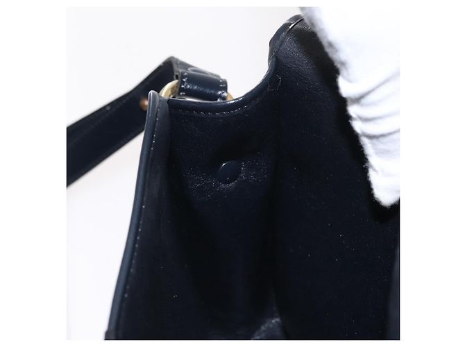 Borsa a Spalla in Tela Trotter Christian Dior Blu Navy Oro Auth fm5214 D'oro - vista 20
