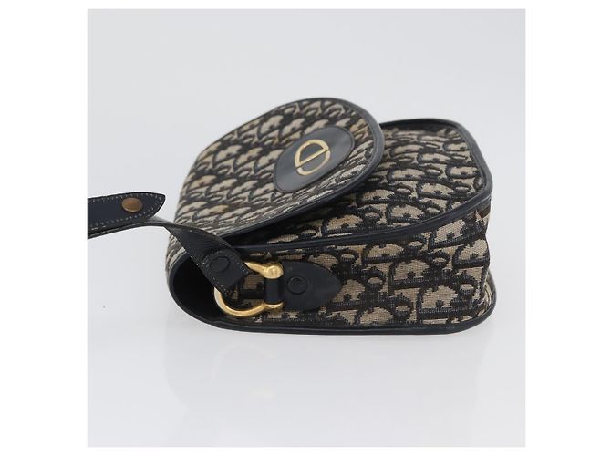 Borsa a Spalla in Tela Trotter Christian Dior Blu Navy Oro Auth fm5214 D'oro - vista 5