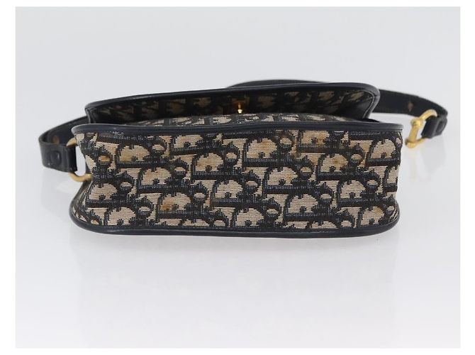 Borsa a Spalla in Tela Trotter Christian Dior Blu Navy Oro Auth fm5214 D'oro - vista 6