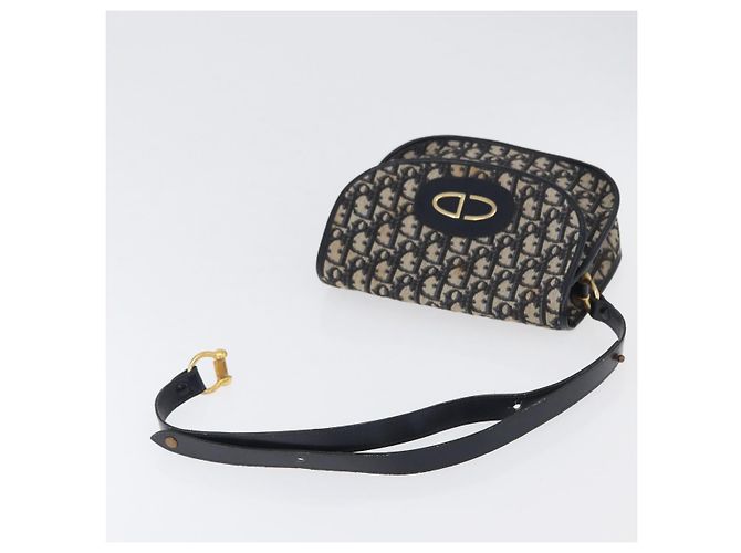 Borsa a Spalla in Tela Trotter Christian Dior Blu Navy Oro Auth fm5214 D'oro - vista 8