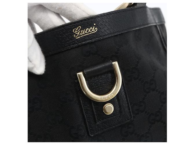 Borsa a mano Abbey in tela GG Gucci nera e oro 130739 Auth gh1861 Nero D'oro - vista 10