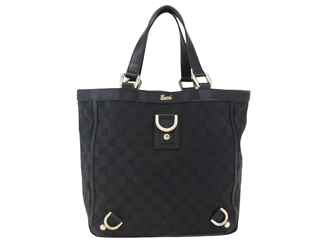 Borsa a mano Abbey in tela GG Gucci nera e oro 130739 Auth gh1861 Nero D'oro - vista 13