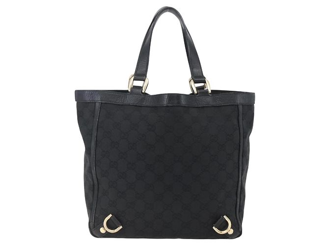 Borsa a mano Abbey in tela GG Gucci nera e oro 130739 Auth gh1861 Nero D'oro - vista 2