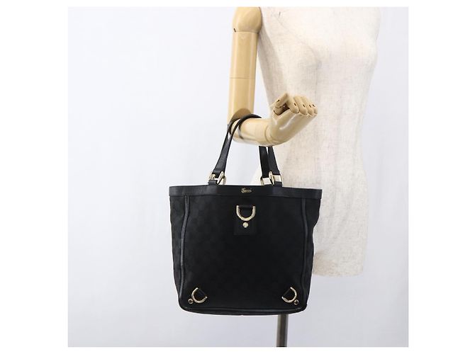 Borsa a mano Abbey in tela GG Gucci nera e oro 130739 Auth gh1861 Nero D'oro - vista 22