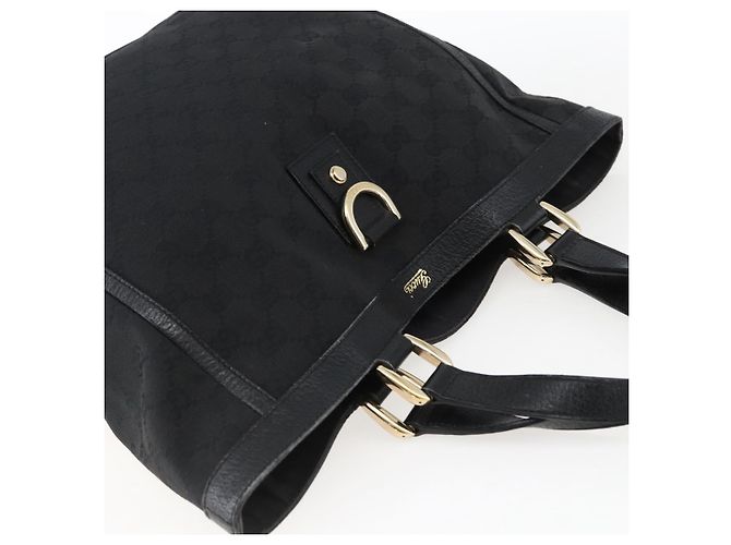 Borsa a mano Abbey in tela GG Gucci nera e oro 130739 Auth gh1861 Nero D'oro - vista 6