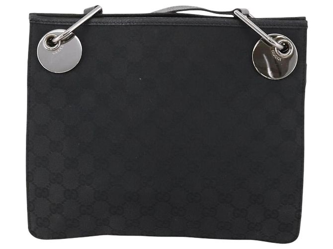 Borsa a Spalla GG Canvas Gucci Nera Argento 120841 Auth ep13072 Nero - vista 13