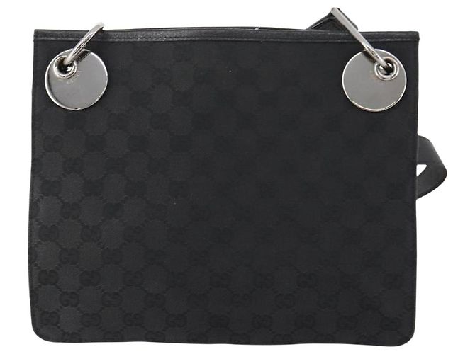 Borsa a Spalla GG Canvas Gucci Nera Argento 120841 Auth ep13072 Nero - vista 2