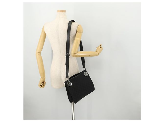 Borsa a Spalla GG Canvas Gucci Nera Argento 120841 Auth ep13072 Nero - vista 22