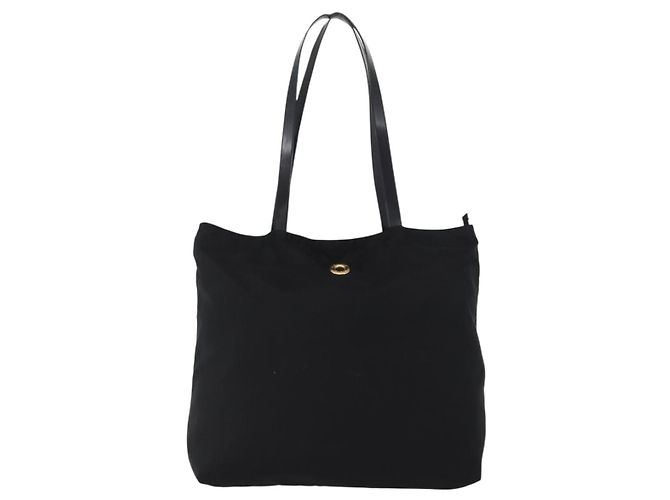 Céline Borsa Tote Circle in Nylon Nero e Oro Auth ka2834 D'oro - vista 13