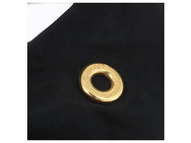 Céline Borsa Tote Circle in Nylon Nero e Oro Auth ka2834 D'oro - vista 17