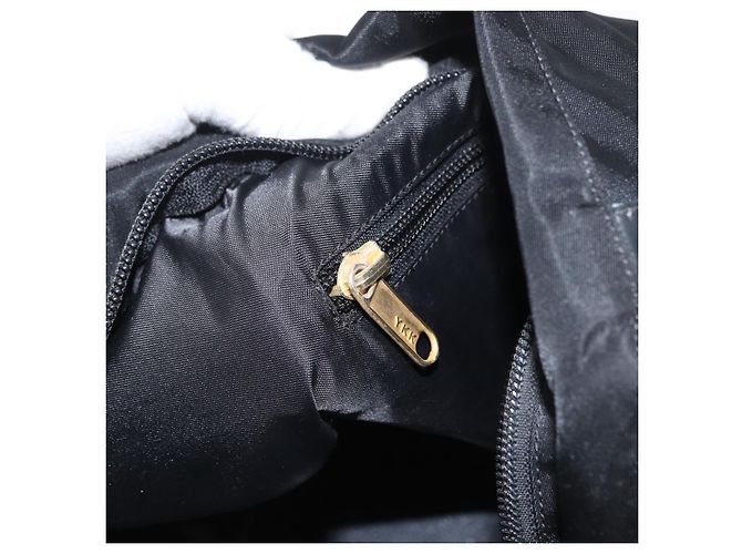 Céline Borsa Tote Circle in Nylon Nero e Oro Auth ka2834 D'oro - vista 21