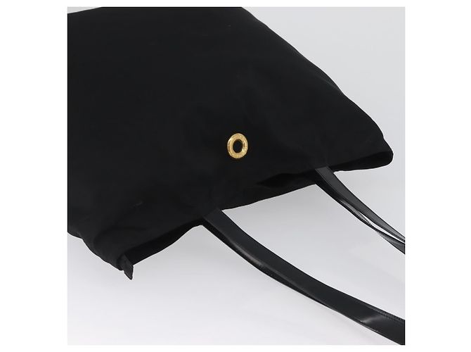 Céline Borsa Tote Circle in Nylon Nero e Oro Auth ka2834 D'oro - vista 6