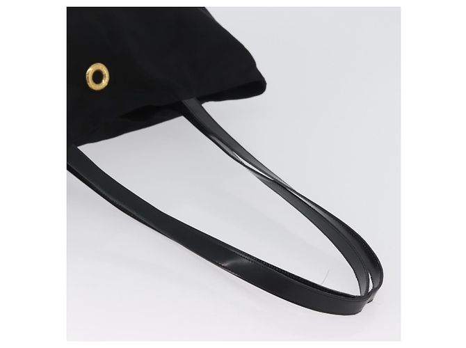 Céline Borsa Tote Circle in Nylon Nero e Oro Auth ka2834 D'oro - vista 7