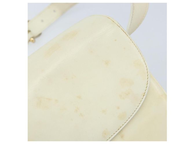 Céline CELINE Macadam Canvas Schultertasche mit Pferdewagen-Motiv aus Leder in Weiß und Gold Auth 172964 Golden - Ansicht 10