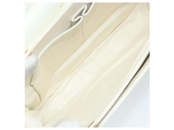 Céline CELINE Macadam Canvas Schultertasche mit Pferdewagen-Motiv aus Leder in Weiß und Gold Auth 172964 Golden - Ansicht 12