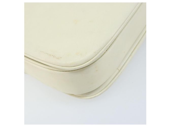 Céline CELINE Macadam Canvas Schultertasche mit Pferdewagen-Motiv aus Leder in Weiß und Gold Auth 172964 Golden - Ansicht 16