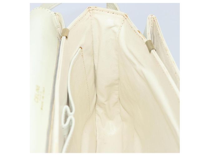 Céline CELINE Macadam Canvas Schultertasche mit Pferdewagen-Motiv aus Leder in Weiß und Gold Auth 172964 Golden - Ansicht 19