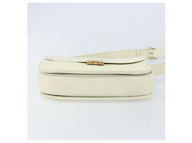 Céline CELINE Macadam Canvas Schultertasche mit Pferdewagen-Motiv aus Leder in Weiß und Gold Auth 172964 Golden - Ansicht 5